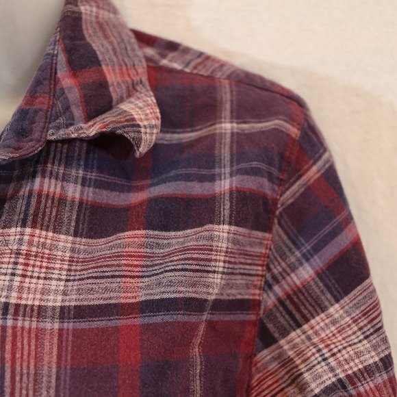 Orvis Purple Plaid Button Up Tunic Dress Medium Cotton Western Rustic Shirt - Picture 6 of 12